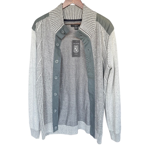 NWT Trash Nouveau Green/grey Cardigan Sz L - Picture 2 of 7